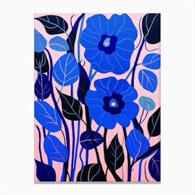 Blue Flower Illustration Morning Glory 5 Canvas Print
