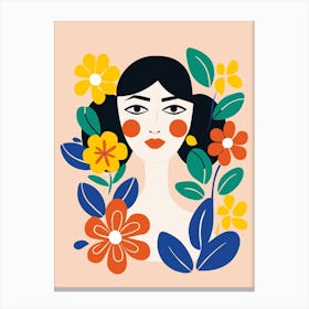 Illustration Of A Woman With Flowers 1 Canvas Print