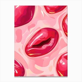 Vector Illustration Of Red Lips Canvas Print