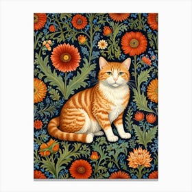 William Morris Cat In Flowers 4 Canvas Print