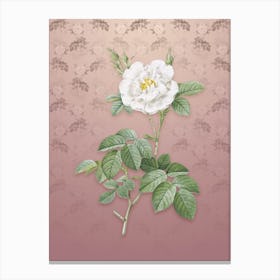 Vintage White Rose Botanical on Dusty Pink Pattern n.1214 Canvas Print