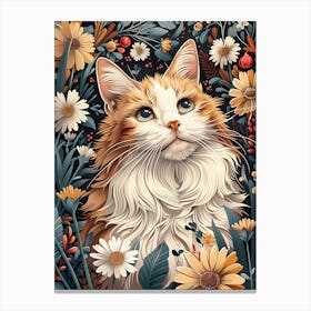 Cat In Flowers 3 Canvas Print