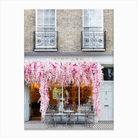Pink Floral Cafe London Canvas Print