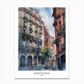 Barcelona Watercolour Travel Poster 4 Canvas Print