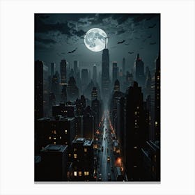 Full Moon In New York City Canvas Print