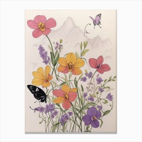 Orchids And Butterflies 1 Canvas Print