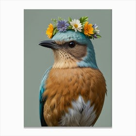 Bird With Flower Crown 5 Canvas Print