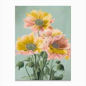 Sunflowers Flowers Acrylic Painting In Pastel Colours 9 Canvas Print