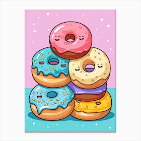 Super Happy Cute Donuts Canvas Print