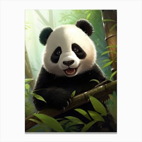 Panda Art In Naïve Art Style 3 Canvas Print