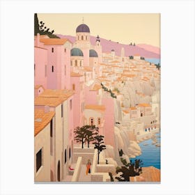 Dubrovnik Croatia 1 Vintage Pink Travel Illustration Canvas Print