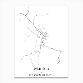 Mantua,Cuba Minimalist Map Canvas Print