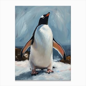 Adlie Penguin Petermann Island Oil Painting 2 Canvas Print