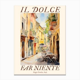 Il Dolce Far Niente Reggio Emilia, Italy Watercolour Streets 2 Poster Canvas Print