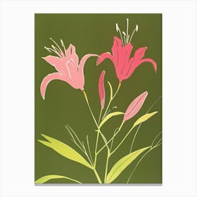 Pink & Green Gloriosa Lily 2 Canvas Print