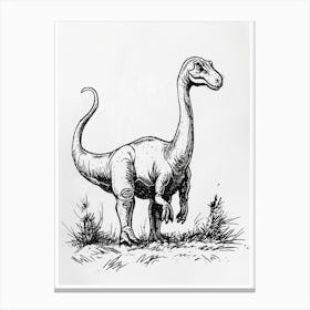 Dinosaur Black & White Illustration Canvas Print