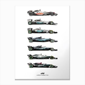 Lewis Hamilton Championship Winner Cars Canvas Print