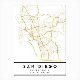 San Diego California City Street Map Canvas Print