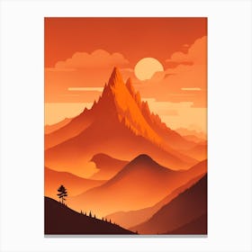 Misty Mountains Vertical Composition In Orange Tone 10 Canvas Print