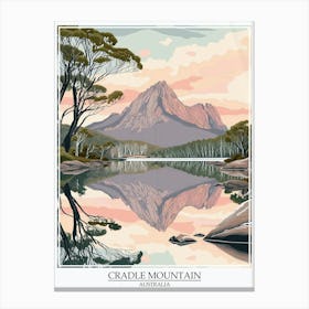 Cradle Mountain Australia Color Line Drawing 3 Poster Canvas Print