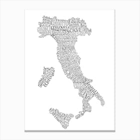 Italy Food Map Canvas Print