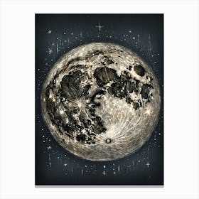 Moon In The Night Sky Canvas Print