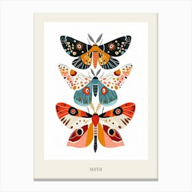 Colourful Insect Illustration Moth 31 Poster Canvas Print