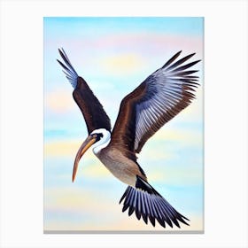 Brown Pelican Watercolour Bird Canvas Print
