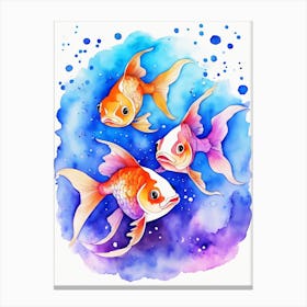 Twin Goldfish Watercolor Painting (55) Canvas Print