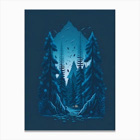 A Fantasy Forest At Night In Blue Theme 84 Canvas Print