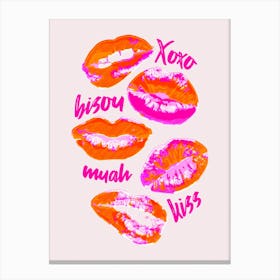 Pink Kiss Lips Canvas Print