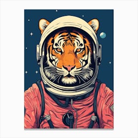 Tiger Illustrations Wearing An Astronaut Suit 2 Canvas Print