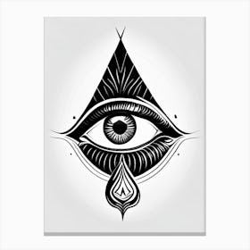 Third Eye Symbolism, Symbol, Third Eye Simple Black & White Illustration 2 Canvas Print
