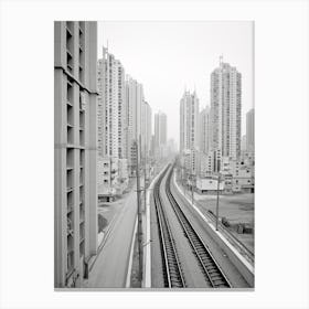 Busan, South Korea, Black And White Old Photo 4 Canvas Print