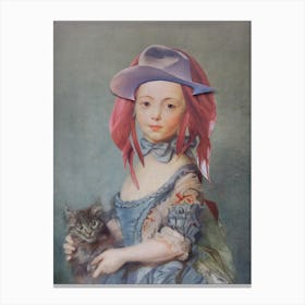 Wall Art, Little Princess with a Cat Canvas Print