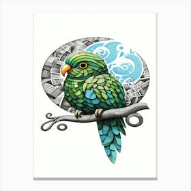 Sunny Parrot On A Branch Canvas Print