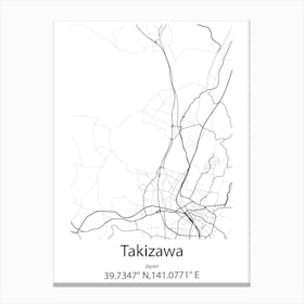 Takizawa,Japan Minimalist Map Toile