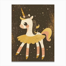 Unicorn In A Tutu Mustard Muted Pastels 3 Canvas Print