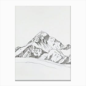 Mount Everest Nepaltibet Line Drawing 1 Canvas Print