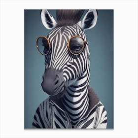 Funny Zebra Wearing Cool Jackets And Glasses Canvas Print