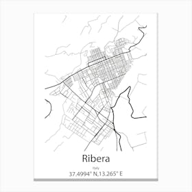 Ribera,Italy Minimalist Map Canvas Print