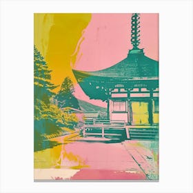 Koyasan Japan Retro Duotone Silkscreen 3 Canvas Print