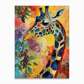 Giraffe Eating Berries 4 Canvas Print