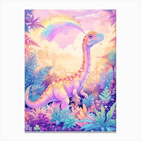 Pastel Rainbow Baryonyx Dinosaur Canvas Print