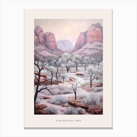 Dreamy Winter National Park Poster  Zion National Park United States 3 Canvas Print