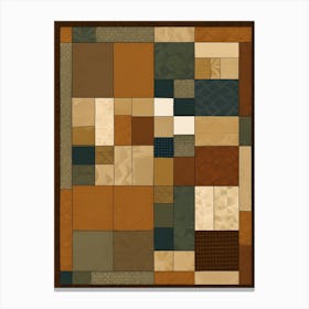 American Patchwork Quilting Inspired Folk Art With Earth Tones, 1372 Canvas Print