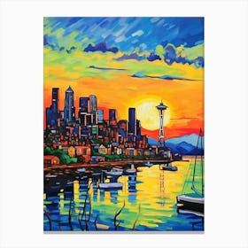 Seattle Washington Pointillism 3 Canvas Print