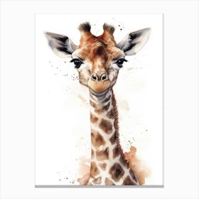Baby Giraffe Watercolour Nursery 5 Canvas Print