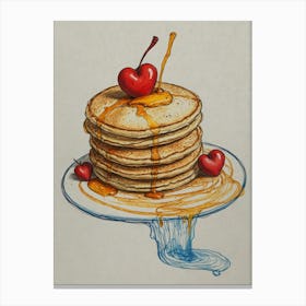 Pancakes With Cherry Syrup Canvas Print