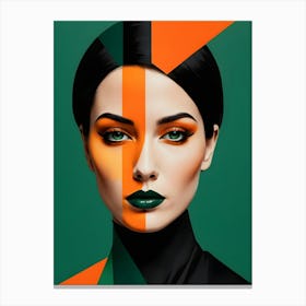Geometric Woman Portrait Pop Art (18) Canvas Print
